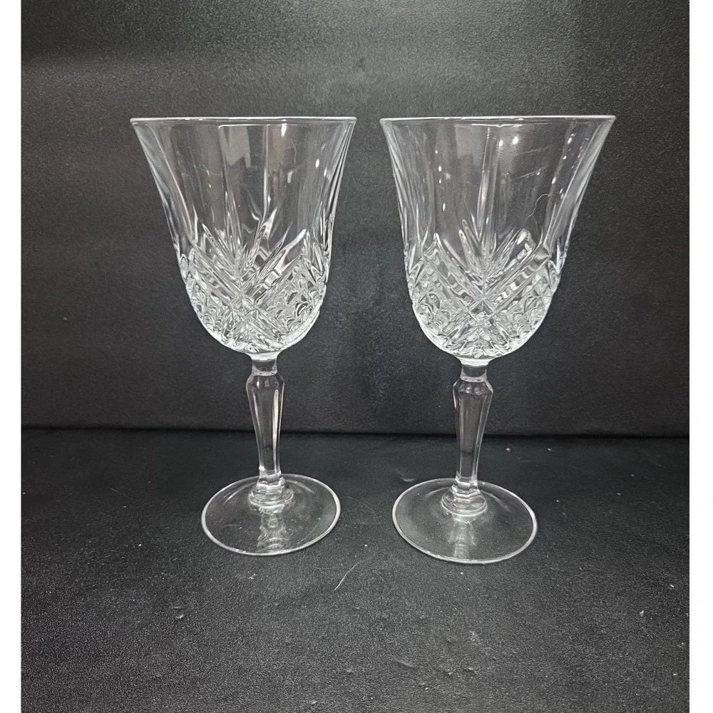 Cristal D'Arques Masquerade‎ Crystal Wine Glasses, Set of 2, Vintage Stemware